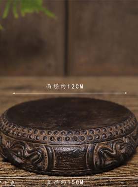 仿古石雕青石琴棋书画石鼓茶壶底座杯垫中式复古茶席摆件摆设装饰