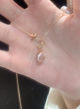 设计师款925银蝴蝶玉髓毛衣链