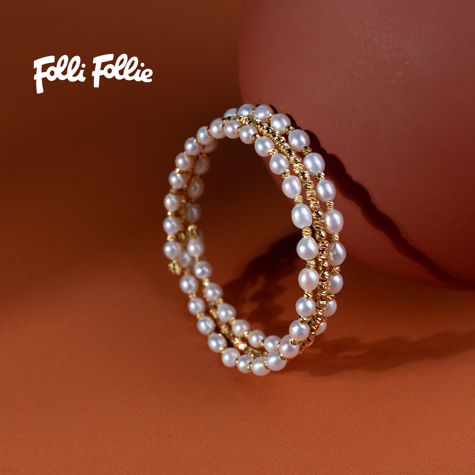 Folli Follie Make a Friend Freshwater Pearl Rice-shaped Pearl Bracelet Ring Retro Light Luxury Fashion