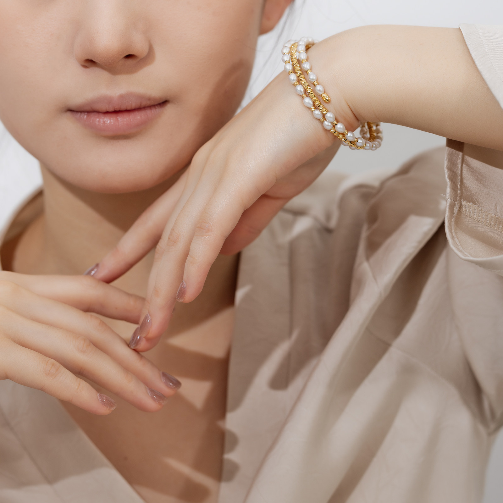 Folli Follie Make a Friend Freshwater Pearl Rice-shaped Pearl Bracelet Ring Retro Light Luxury Fashion