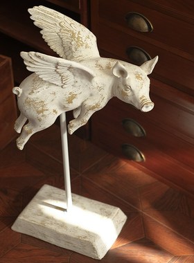 闻森家居复古猪中古摆件客厅w美式创意艺术雕塑北欧装饰品乔迁礼