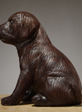 黑檀木雕狗摆件十二生肖木狗红木家居客厅装饰工艺品店铺开业送礼