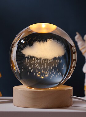 发光水晶球桌面摆件太阳系月球装饰送女生同学闺蜜圣诞节生日礼物