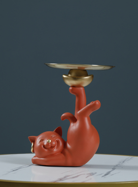 招财猫收纳摆件玄关钥匙轻奢装饰创意电视柜乔迁新居礼品结婚礼物