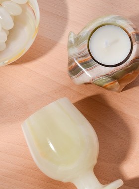 oakliving北欧风天然玉石桌面摆件轻奢复古装饰研磨器水杯香薰