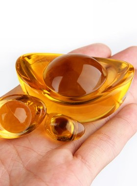 天然黄水晶元宝摆件大小金元宝装饰摆件开业礼品家居饰品