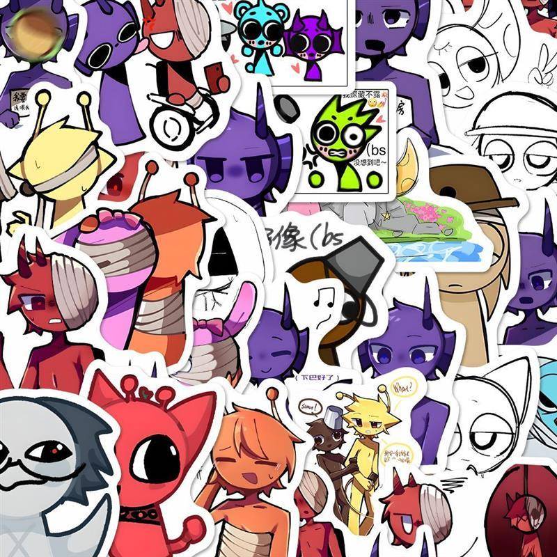 160张sprunki贴纸节奏盒子sprunki可爱Q版大头贴卡通装饰手账贴画 - 图3