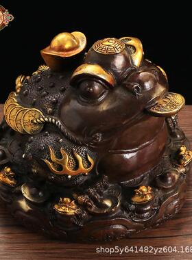 宏达铜器 黄铜鎏金大号 坐金蟾吉祥用品铜蟾摆件