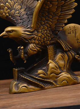 宏达 黄铜创意大号拼搏铜器大鹏展翅 家居铜鹰摆件