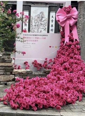 大型玫粉红色玫瑰景区拍照打卡活C动布置商场店铺网红巨型装饰摆