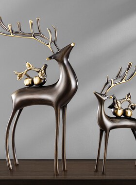 铜鹿摆件轻奢高档客厅办公室家居电视柜玄关工艺品摆件创意招财鹿