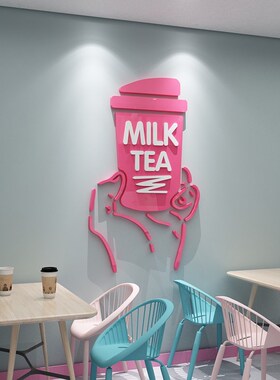 奶茶店墙壁面装饰品摆件网红咖啡甜品蛋糕玻璃门背景贴纸布置创意