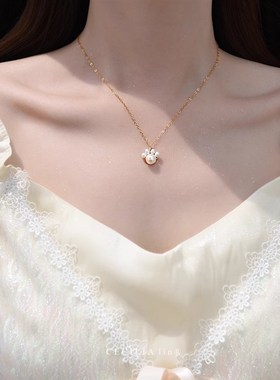 设计款天然高亮手工淡水珍珠可爱小清新猫爪吊坠纯银项链工厂