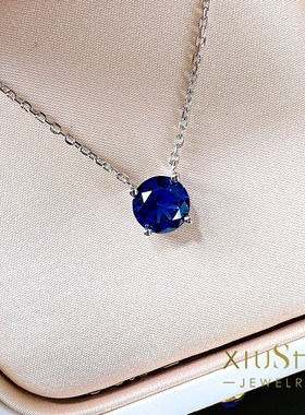 日常百搭圆形人工彩宝925银吊坠镶嵌高碳钻简约精致小众设计百搭