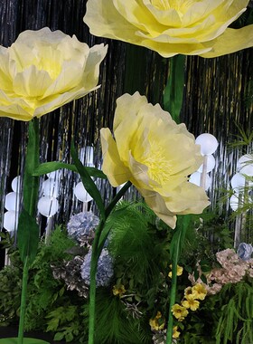 新款莎拉布巨型纸花n婚庆路引花美陈橱窗纸艺花道具装饰婚礼路引