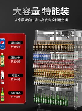 网红啤酒饮料酒水展示柜单双门冷藏商用冰柜酒吧超市三门立式冰箱