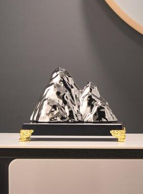 金山银山办公桌面装饰大型高端玻璃柜酒柜装饰放置摆件