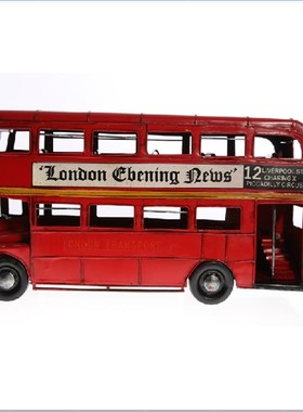 复古双层巴士英伦伦敦风格摆件铁皮模型 摆设客厅电视柜酒柜摆件