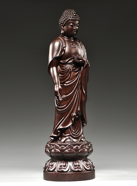 黑檀木质雕阿弥陀佛大势至菩萨观音菩萨佛像西方三圣佛像雕刻摆件