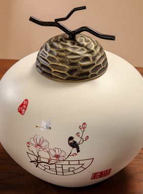 家居装饰品新中式陶瓷三件套摆件客厅电视柜酒柜玄关装饰罐子高端