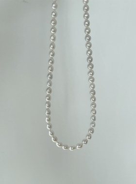 FJN Studio 5-5.5mm天然淡水极光澳白光冷光白玉感S925银扣项链