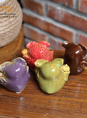 套4猫头鹰小摆件家居装饰品创意可爱室内客厅儿童房个性酒柜摆设