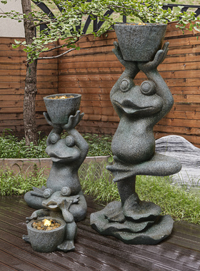 创意花盆动物流水喷泉造景观石青蛙户外庭院花园布置装饰摆件落地