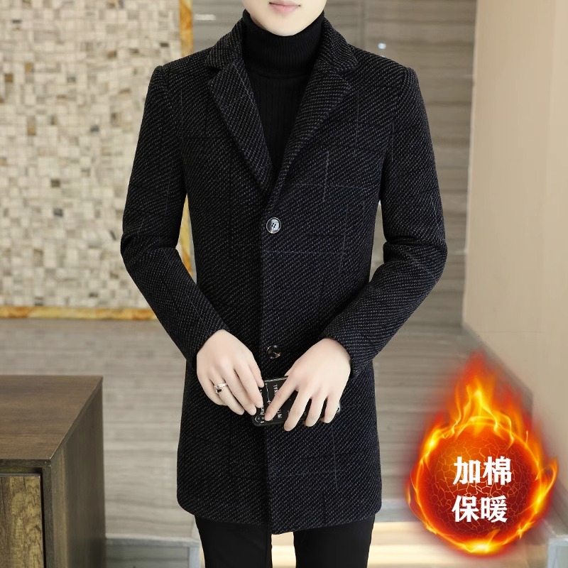 新款羊绒毛呢大衣男士秋r冬高级感潮流加厚中长版呢子休闲风衣外 - 图2