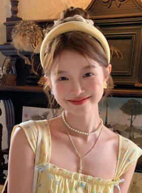 小鸡黄色缎面发箍女款2024新款高颅顶显脸小减龄洋气洗脸头箍头饰