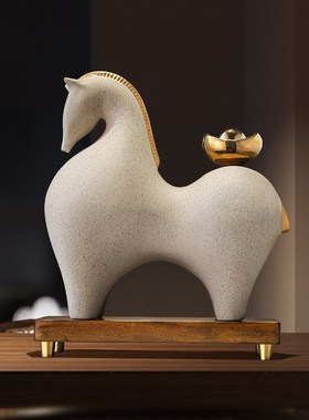 新中式马上有钱办公室摆件客厅电视柜酒柜桌面装饰品开业乔迁礼物