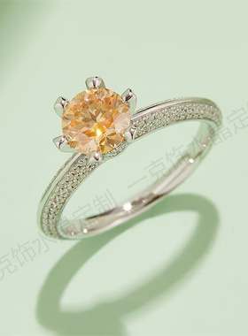 半壁江山S925银莫桑钻戒指2克拉