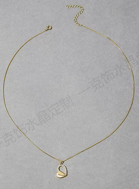 S925银镀14K金天然母贝锆石项链