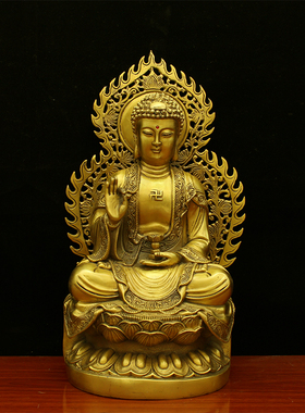 三宝佛像 纯铜三世佛像摆件阿弥陀佛药师佛释迦摩尼如来佛像