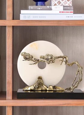 威弗列德办公室高端玉石平安扣新中式摆件禅意家居客厅博古架饰品