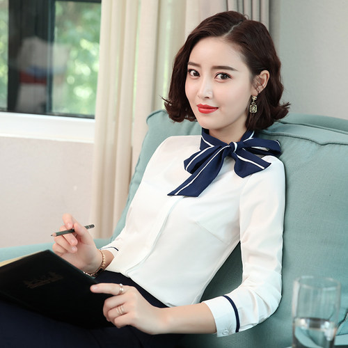 酒店前台收银接待职业套装女衬衫长袖餐饮部长制服气质春秋工作服 - 图2