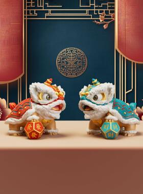 新年国潮醒狮摆件新中式办公室前台客厅玄关酒柜装饰乔迁开业礼品