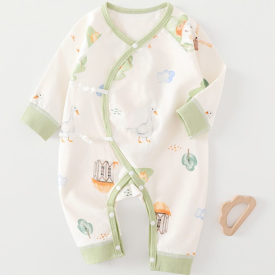 婴儿无骨春秋冬装连体衣新生儿纯棉宝宝衣服爬服哈衣系带蝴蝶衣