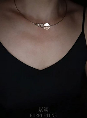 PURPLETUNE/紫调原创设计天然大颗白水晶925纯银项圈纯粹清透