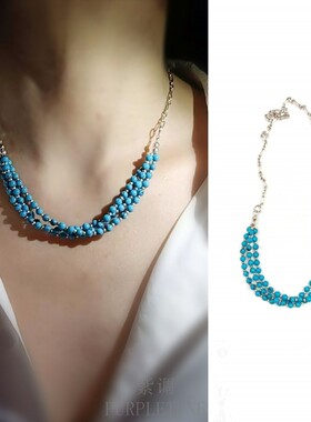 PURPLETUNE/紫调多层925银绿松石项链