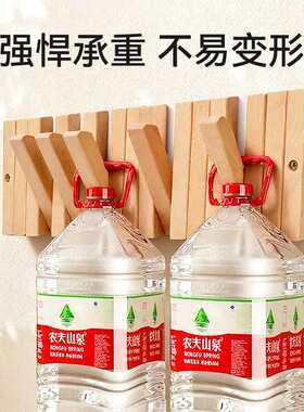 钢琴键挂衣架实木家用墙上免打孔衣帽架入户玄关挂壁置物架挂包架