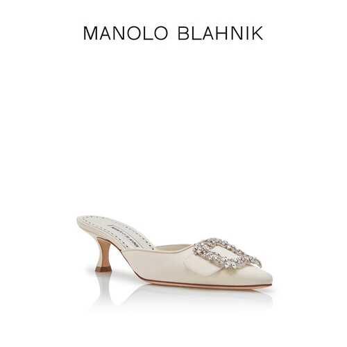 【礼物】MANOLO BLAHNIK玛诺洛/MB女鞋MAYSALE钻扣高跟婚鞋 - 图1