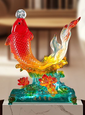 莲年有余喜庆金鱼摆件家居装饰客厅电视柜乔迁礼品玄关招财猫摆件