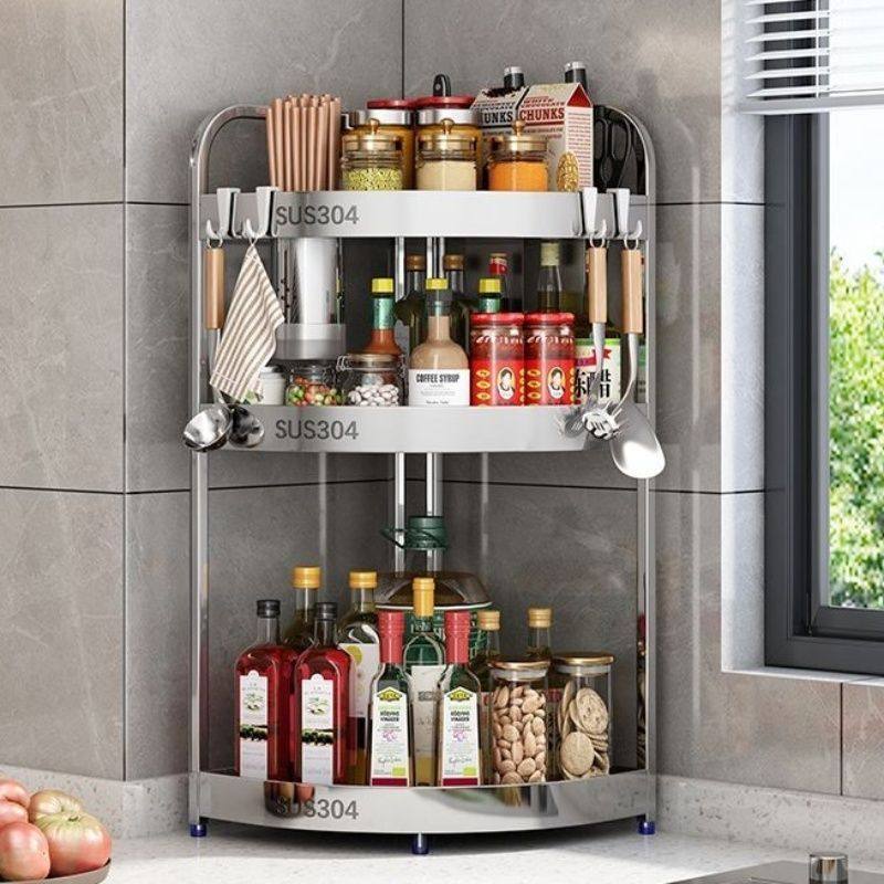 新款304不锈钢厨房置物架转角架三角架调料架调味收纳架台面刀架,淘宝优惠券,粉丝福利购,淘宝优惠卷