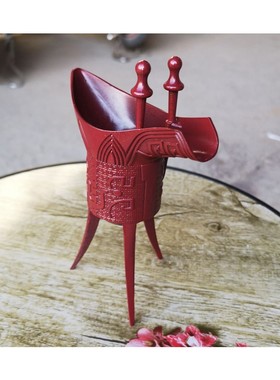 仿古代青铜爵杯摆件创意三角器复古帝王酒樽白酒杯子中国传统礼品