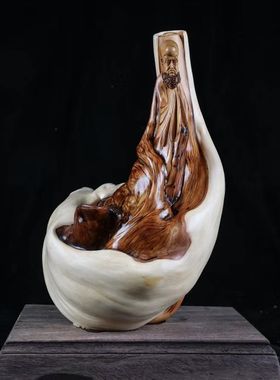 太行崖柏根雕摆件弥勒佛观音达摩随形工艺品原木雕刻送礼装饰摆件