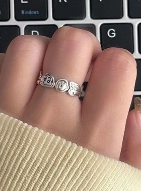 2025新款可爱动漫卡通蜡笔小新戒指女ins小众设计感开口调节食指