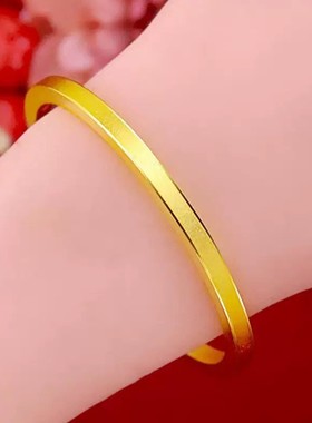 铜合金手镯 小方镯新中式筷子手镯简约古法实心素圈磨砂经典