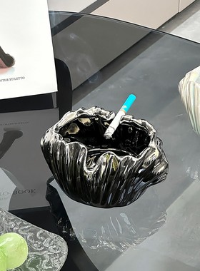 创意轻奢陶瓷烟灰缸高档简约餐厅客厅个性烟灰缸客厅装饰品摆件