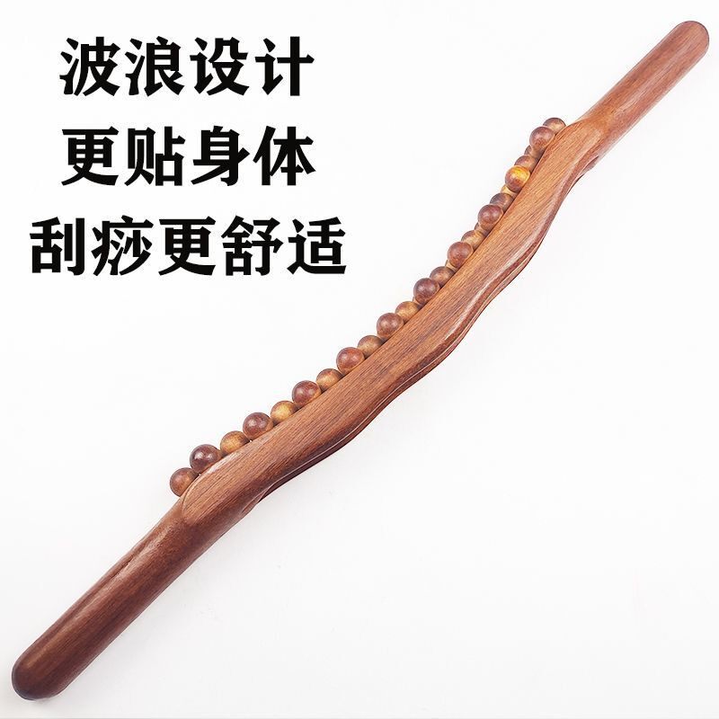 檀木三排3I珠实木双排擀筋棒按摩肚子揉腹刮痧按摩棒开背 - 图3