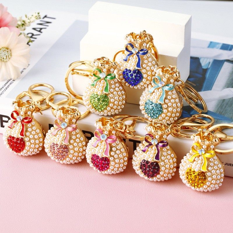 爆款招财创意爱心福袋钥匙扣女可爱合金汽车包包挂件卡通钥匙链圈,淘宝优惠券,粉丝福利购,淘宝优惠卷